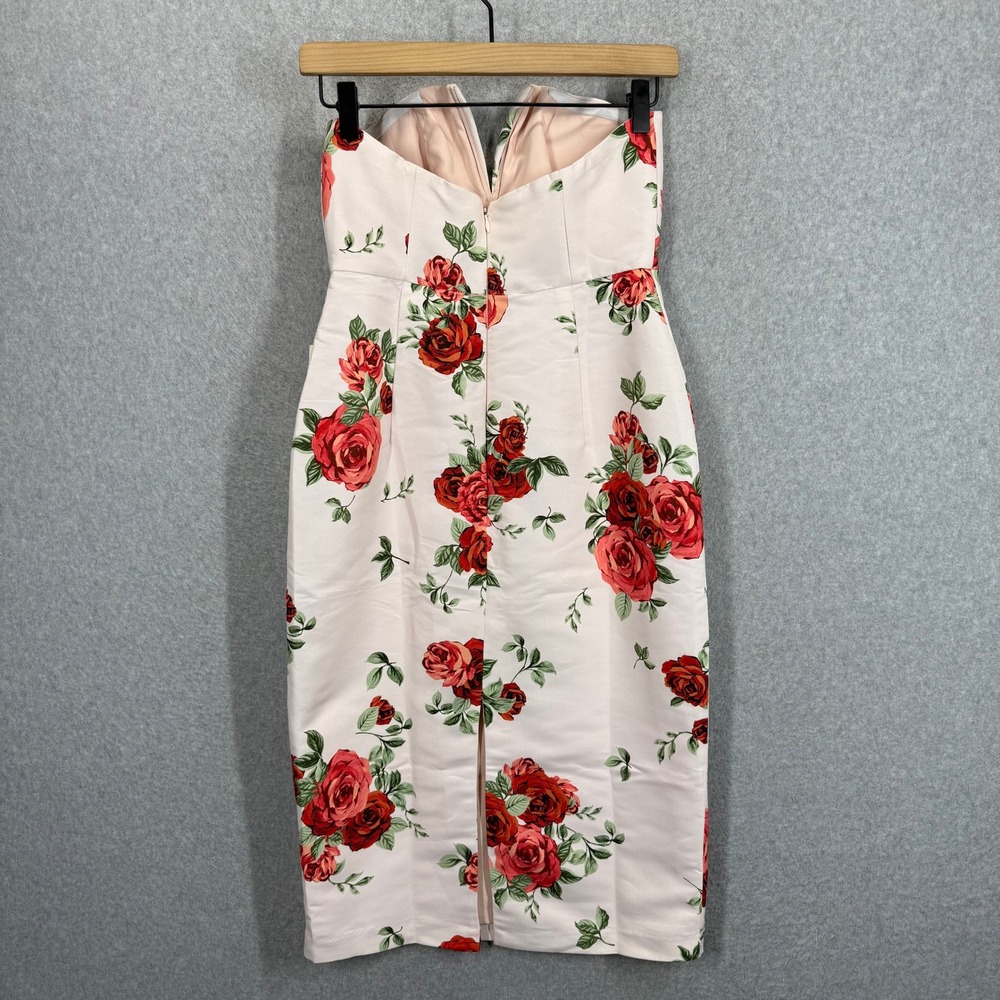 Sachin & Babi Anthropologie Nora Rose Dress Strapless Floral White Red Womens 2 - Picture 8 of 13